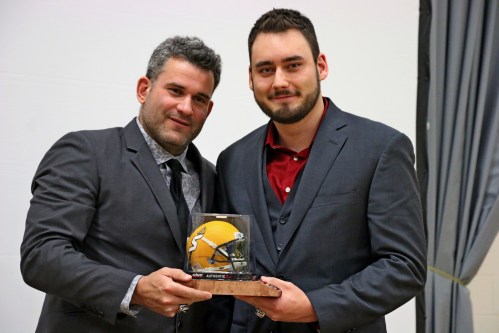 Austin Buhler's 2016 season in a Sabres uniform will go down in history as one of the best ever for SRSS. The running back nearly had 1,500 yards, leading the league in rushing. He capped it off by scoring the only touchdown of the game in a semi-final victory against St. Paul's and being named game MVP in the championship game, a 16-0 victory over Kelvin. Buhler was inducted into the Sabres hall of fame during the team's annual banquet Dec. 8.