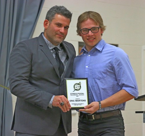 Eric Martens earned the program's legacy award despite injury sidelining him for his entire senior season. Program head Jamie Peters said Martens was key across his four years in a Sabres uniform in helping to bridge the divide between the varsity and junior varsity programs at SRSS. (Cassidy Dankochik The Carillon)